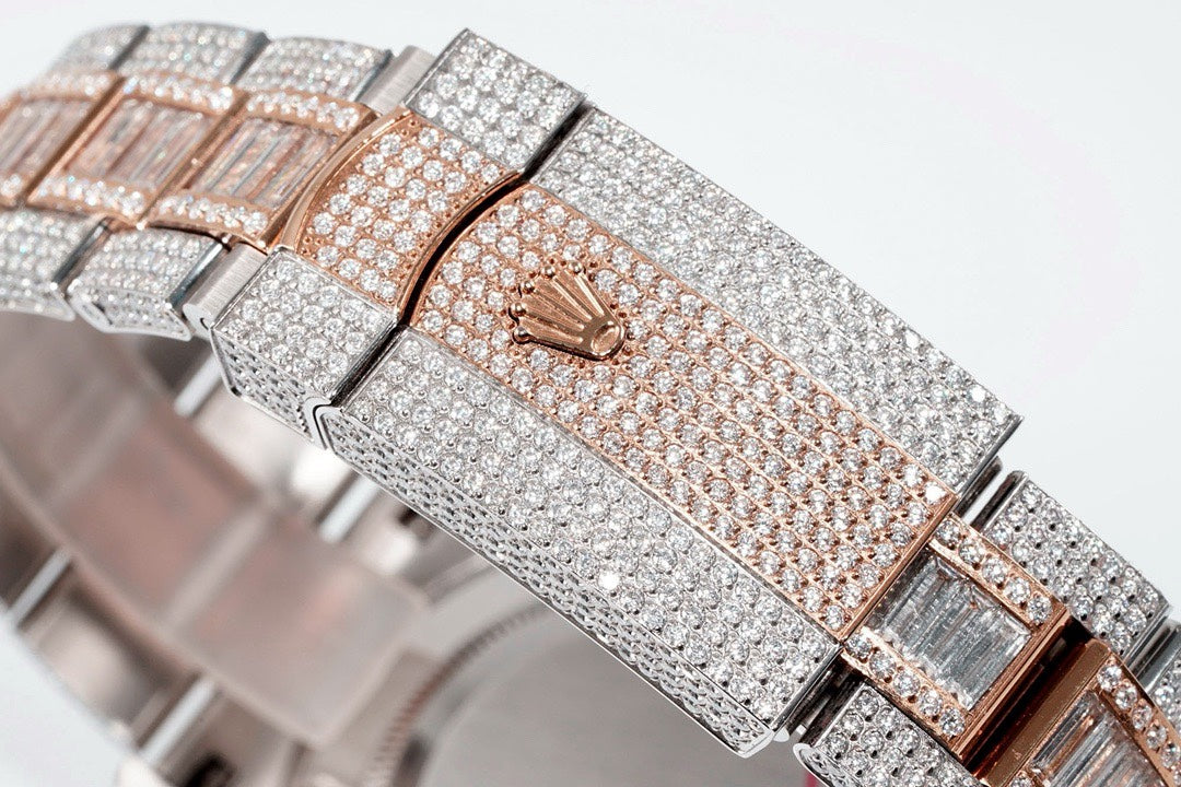 Rolex TW Factory Fully Iced‑Out Datejust 41mm Men Watch, Full Paved Stones, 2824 Automatic Movement