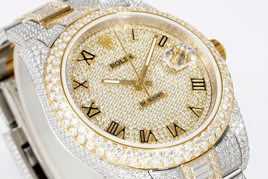 Rolex TW Factory Fully Iced‑Out Datejust 41mm Men Watch, Full Paved Stones, 2824 Automatic Movement
