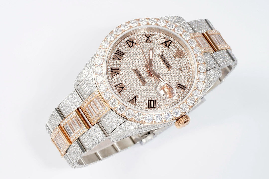 Rolex TW Factory Fully Iced‑Out Datejust 41mm Men Watch, Full Paved Stones, 2824 Automatic Movement