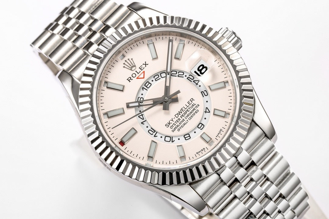 Rolex Sky‑Dweller Watch 42mm 904L Steel 9002 Automatic Movement Ring Command Bezel