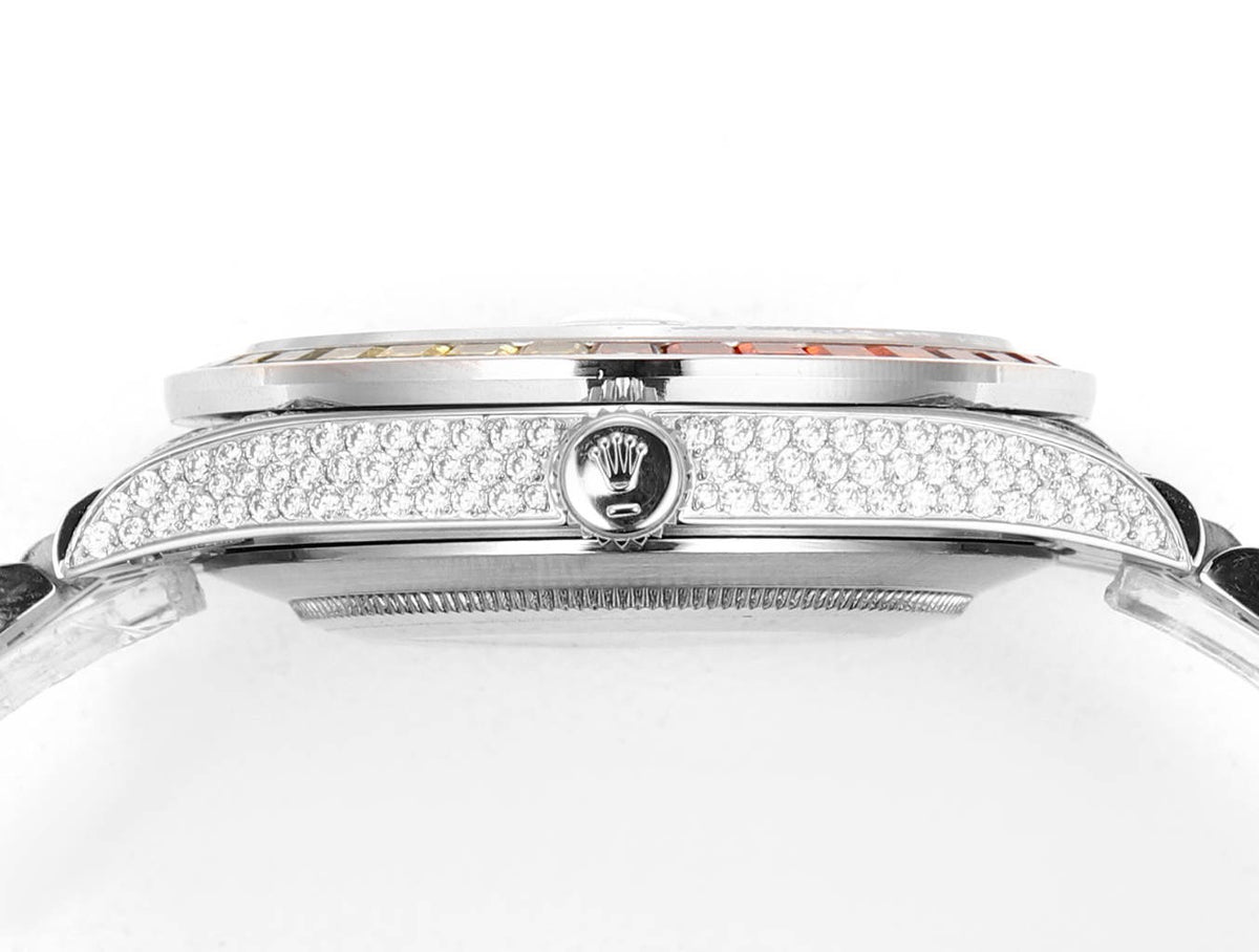 Rolex MS Factory Datejust 41mm Full‑Paved Diamond Watch 904L Steel 3235 Automatic Movement Rainbow Bezel