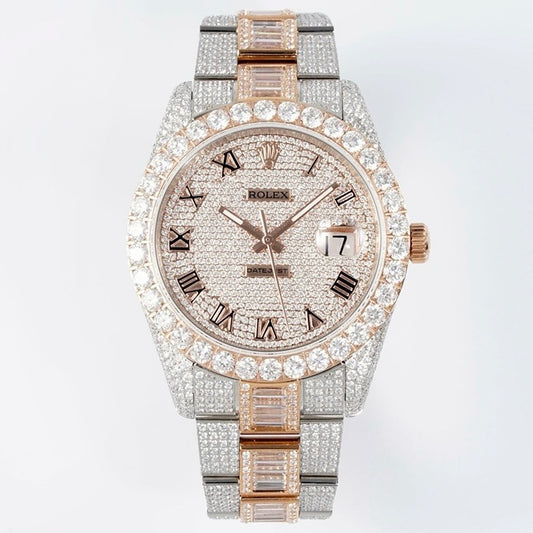 Rolex TW Factory Fully Iced‑Out Datejust 41mm Men Watch, Full Paved Stones, 2824 Automatic Movement