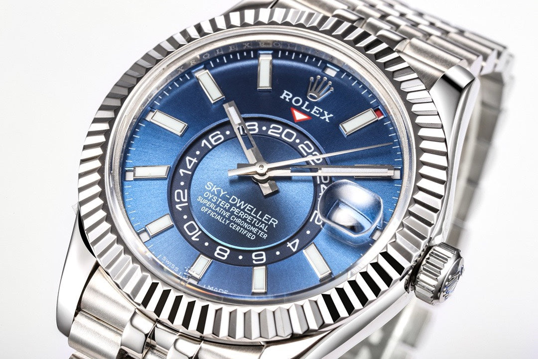 Rolex Sky‑Dweller Watch 42mm 904L Steel 9002 Automatic Movement Ring Command Bezel