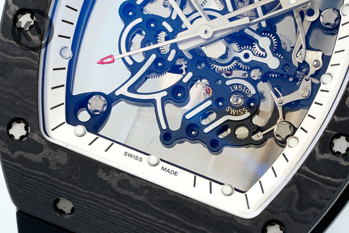 Richard Mille RM055 Tonneau Hollow Automatic Watch Light 74.3g FKM Rubber Strap