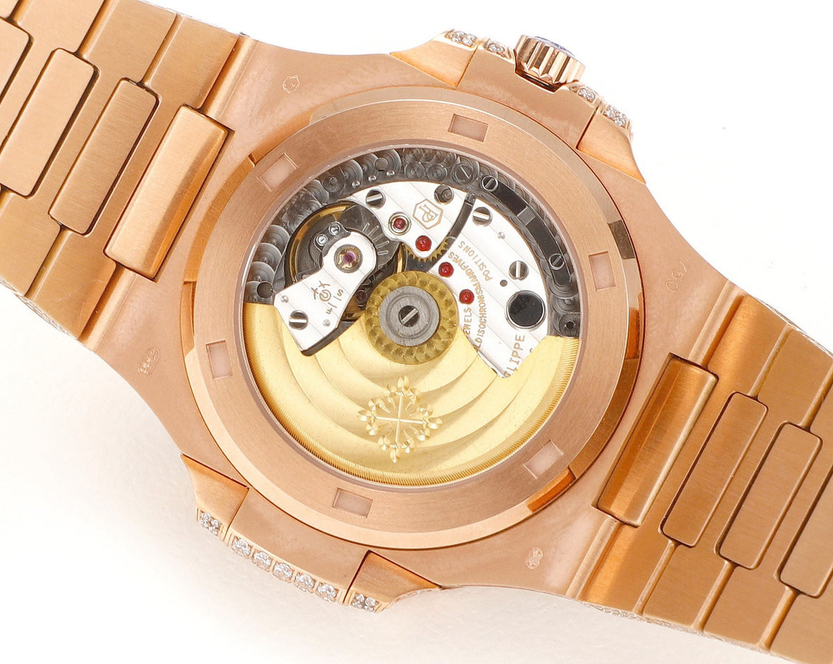 Patek Philippe Nautilus 40mm Full Diamond Automatic Watch | Cal.324 SC Movement Stainless Steel Bracelet