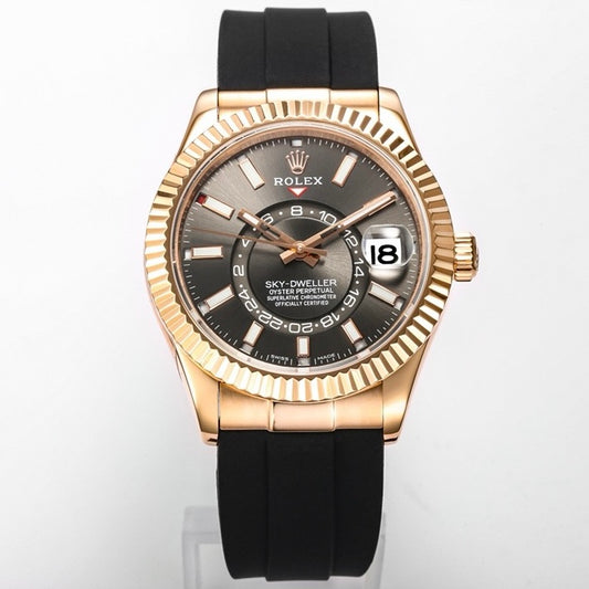 Rolex Sky‑Dweller Watch 42mm 904L Steel 9002 Automatic Movement Ring Command Bezel