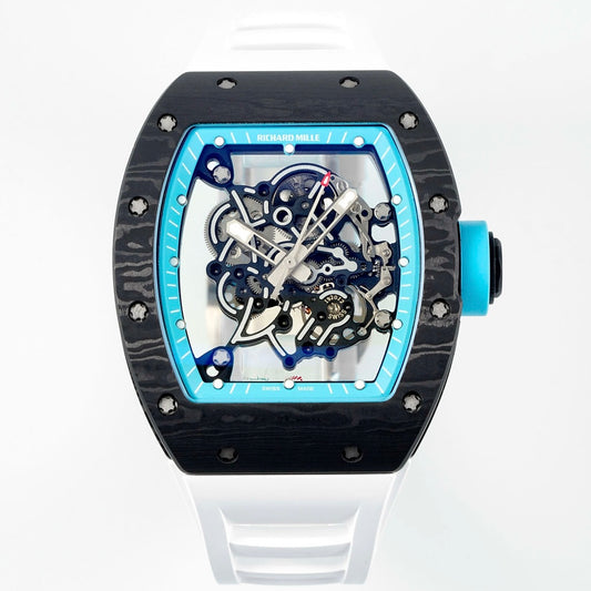 Richard Mille RM055 Tonneau Hollow Automatic Watch Light 74.3g FKM Rubber Strap