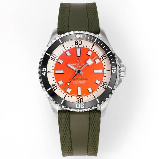 BREITLING Superocean 42mm Dive Watch, GR Factory Version Luminous Dial Ceramic Bezel Rubber Strap Multiple Colors