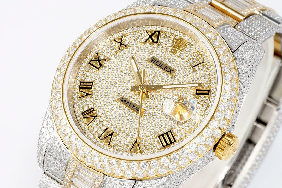 Rolex TW Factory Fully Iced‑Out Datejust 41mm Men Watch, Full Paved Stones, 2824 Automatic Movement