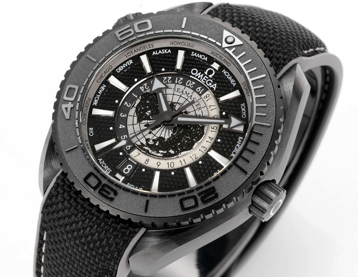 OMEGA Seamaster Planet Ocean 600M Worldtimer Full Black Ceramic Dive Watch