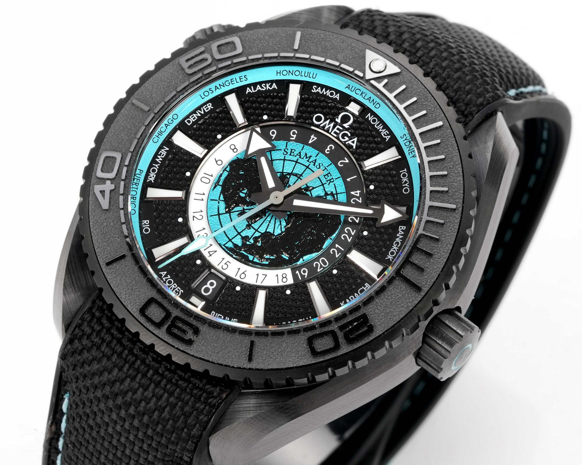 OMEGA Seamaster Planet Ocean 600M Worldtimer Full Black Ceramic Dive Watch