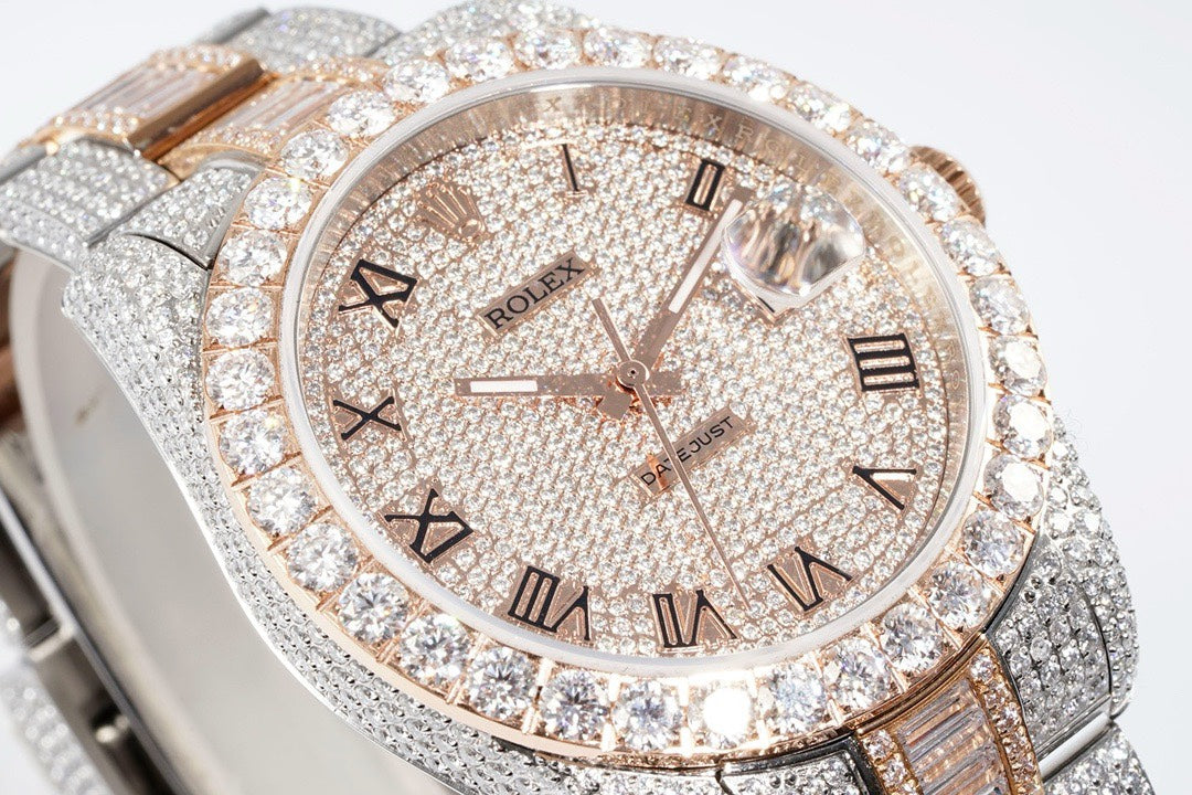 Rolex TW Factory Fully Iced‑Out Datejust 41mm Men Watch, Full Paved Stones, 2824 Automatic Movement