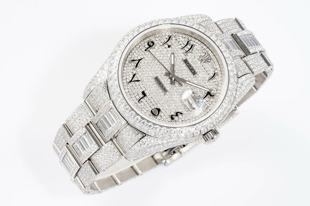 Rolex TW Factory Fully Iced‑Out Datejust 41mm Men Watch, Full Paved Stones, 2824 Automatic Movement