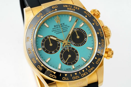 Rolex Cosmograph Daytona 18K Gold Plated Automatic Chronograph Watch Rubber Strap