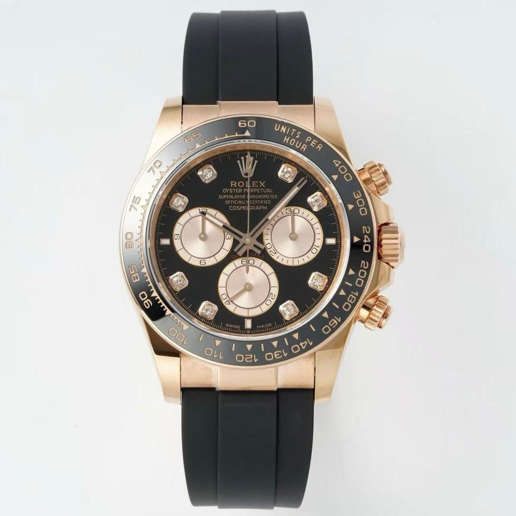 Rolex Cosmograph Daytona 18K Gold Plated Automatic Chronograph Watch Rubber Strap
