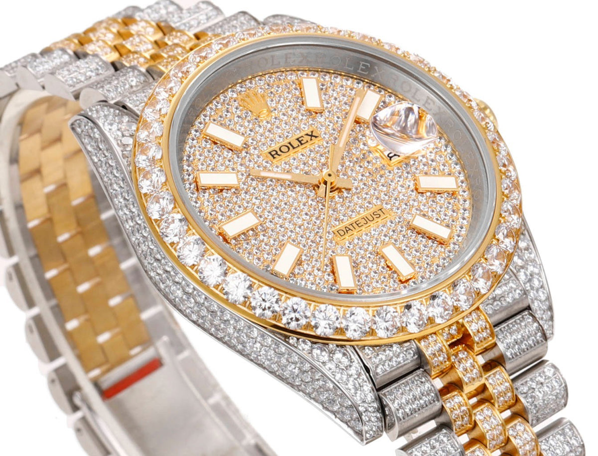 Rolex MS Factory Datejust 41mm Full‑Paved Diamond Watch 904L Steel 3235 Automatic Movement Rainbow Bezel
