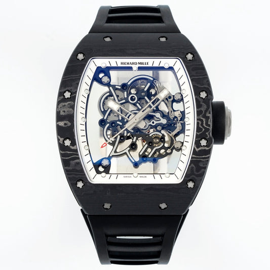 Richard Mille RM055 Tonneau Hollow Automatic Watch Light 74.3g FKM Rubber Strap