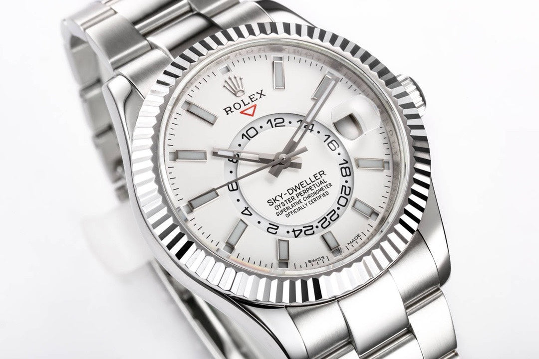 Rolex Sky‑Dweller Watch 42mm 904L Steel 9002 Automatic Movement Ring Command Bezel