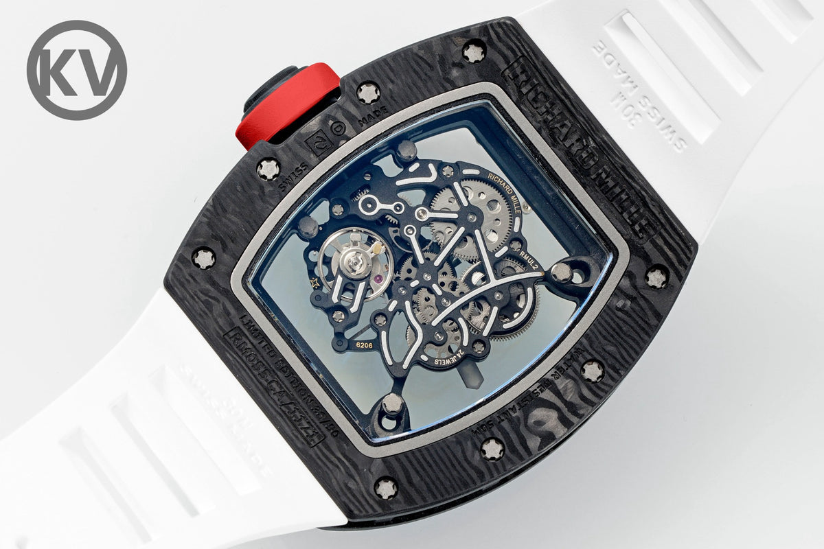 Richard Mille RM055 Tonneau Hollow Automatic Watch Light 74.3g FKM Rubber Strap