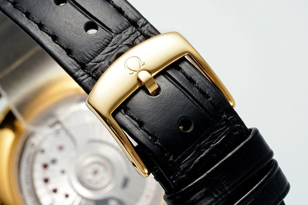 Omega De Ville Power‑Reserve Automatic Mechanical Watch, Genuine Calfskin Leather Strap