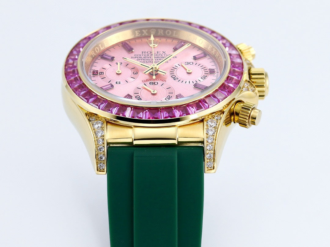 Rolex Cosmograph Daytona Super Clone Watch | Sakura Pink Dial, Pink Ruby Bezel, 43mm