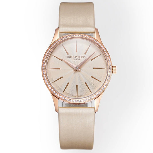 Patek Philippe Calatrava Ladies Watch 35mm | Slim Cal.240 Automatic Guilloché Dial Watch