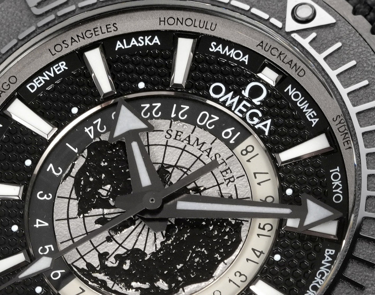 OMEGA Seamaster Planet Ocean 600M Worldtimer Full Black Ceramic Dive Watch