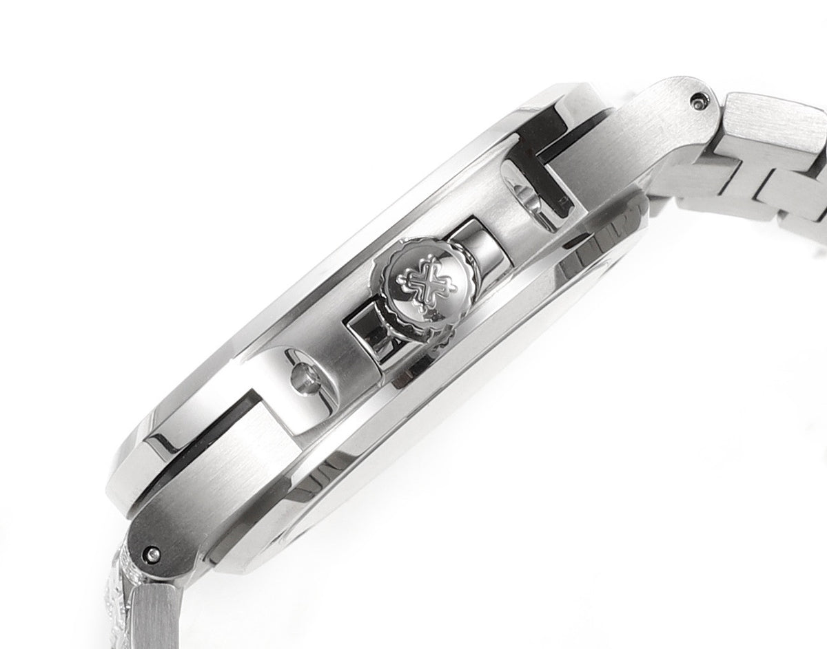 Patek Philippe Nautilus 40mm Full Diamond Automatic Watch | Cal.324 SC Movement Stainless Steel Bracelet