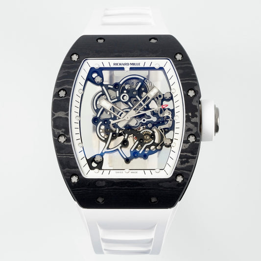 Richard Mille RM055 Tonneau Hollow Automatic Watch Light 74.3g FKM Rubber Strap