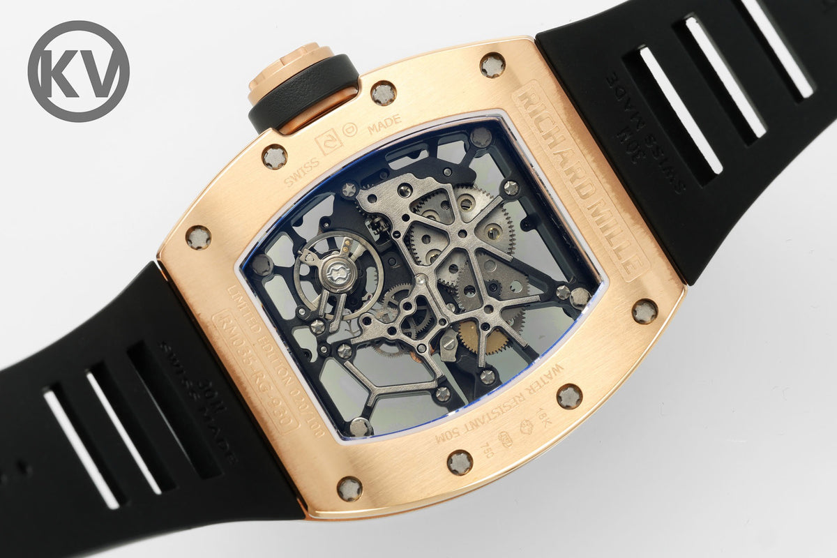 Richard Mille RM035 Americas Hollow Tonneau Mechanical Watch Magnesium Alloy Rubber Strap Multi Colors