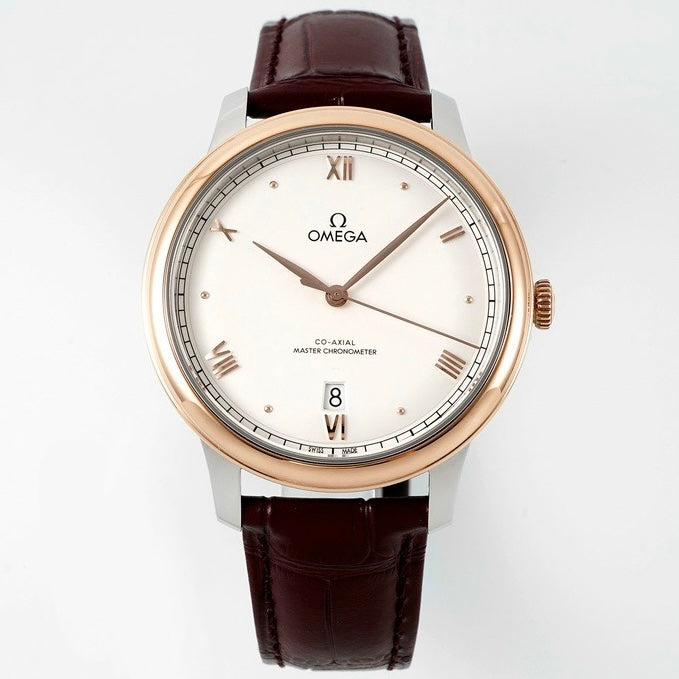 Omega De Ville Power‑Reserve Automatic Mechanical Watch, Genuine Calfskin Leather Strap