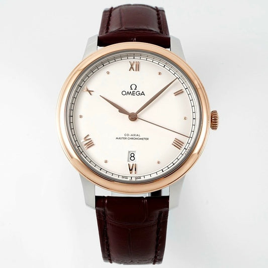 Omega De Ville Power‑Reserve Automatic Mechanical Watch, Genuine Calfskin Leather Strap