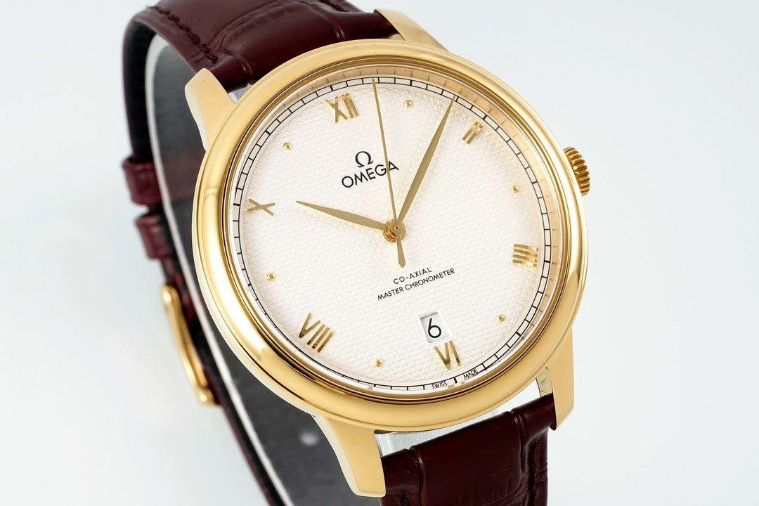 Omega De Ville Power‑Reserve Automatic Mechanical Watch, Genuine Calfskin Leather Strap