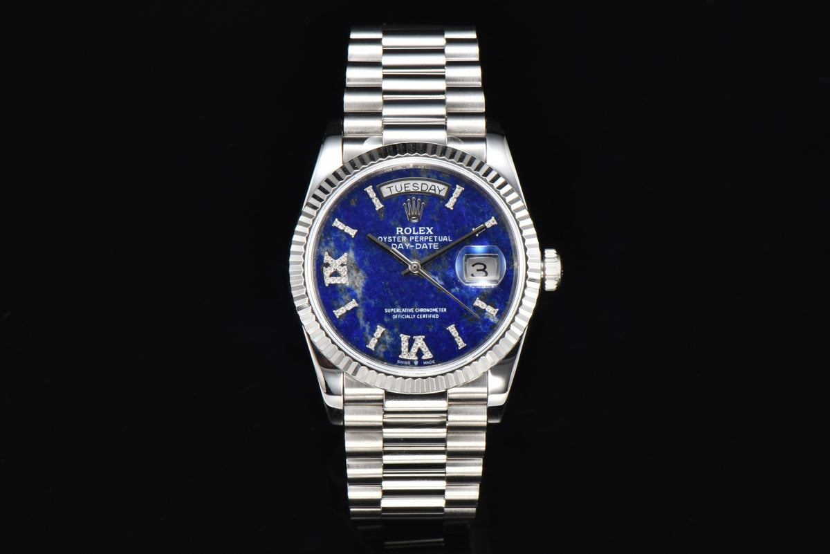 Rolex Day-Date 36 Hidden 6 Diamond Roman Markers | CS Factory Natural Gemstone Dial 904L Steel Watch