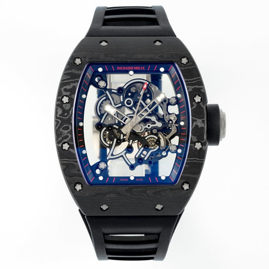 Richard Mille RM055 Tonneau Hollow Automatic Watch Light 74.3g FKM Rubber Strap
