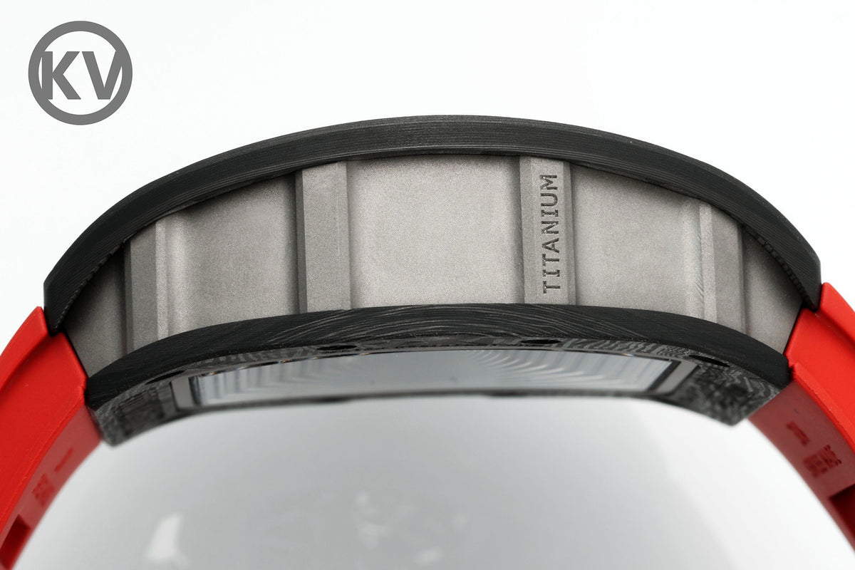 Richard Mille RM055 Tonneau Hollow Automatic Watch Light 74.3g FKM Rubber Strap