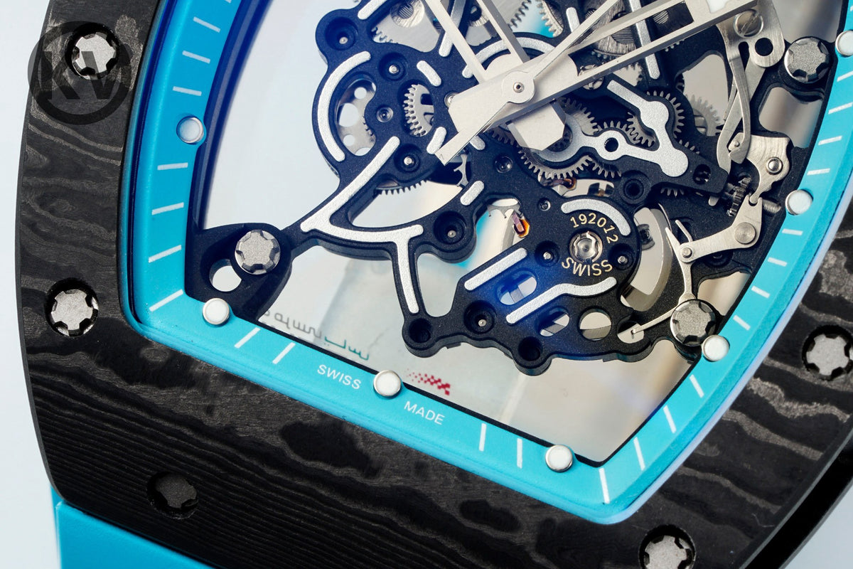 Richard Mille RM055 Tonneau Hollow Automatic Watch Light 74.3g FKM Rubber Strap