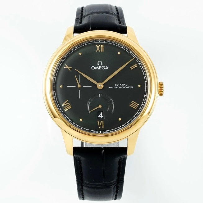 Omega De Ville Power‑Reserve Automatic Mechanical Watch, Genuine Calfskin Leather Strap