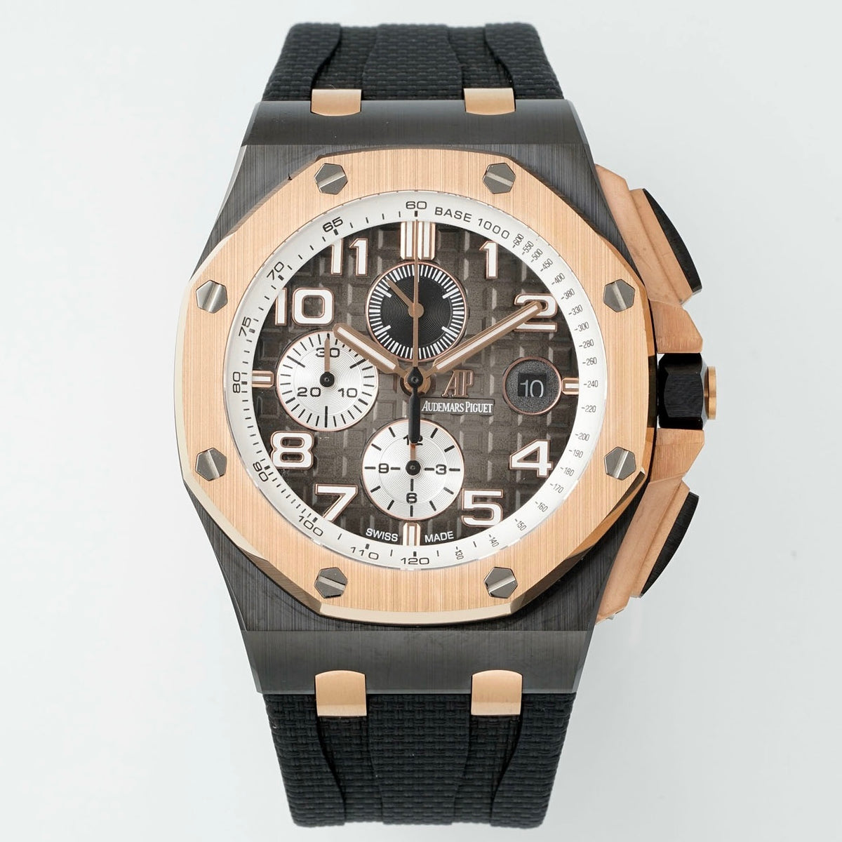 Audemars Piguet Ceramic Chronograph 44mm Sports Watch Rubber Strap