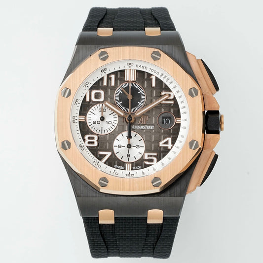 Audemars Piguet Ceramic Chronograph 44mm Sports Watch Rubber Strap