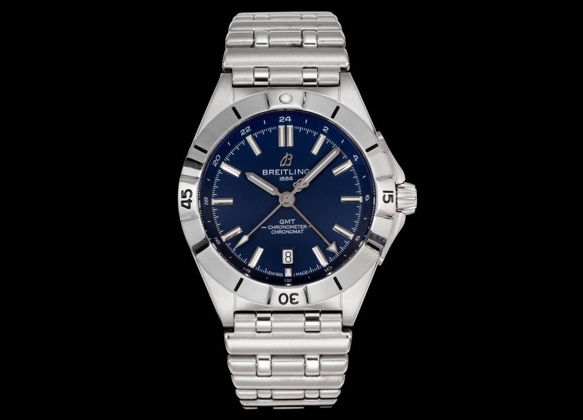 Breitling Chronomat GMT 40mm Automatic Steel Watch Multi‑Color Dial Bullet Bracelet