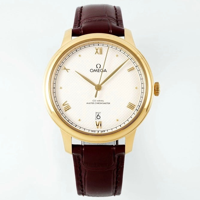 Omega De Ville Power‑Reserve Automatic Mechanical Watch, Genuine Calfskin Leather Strap