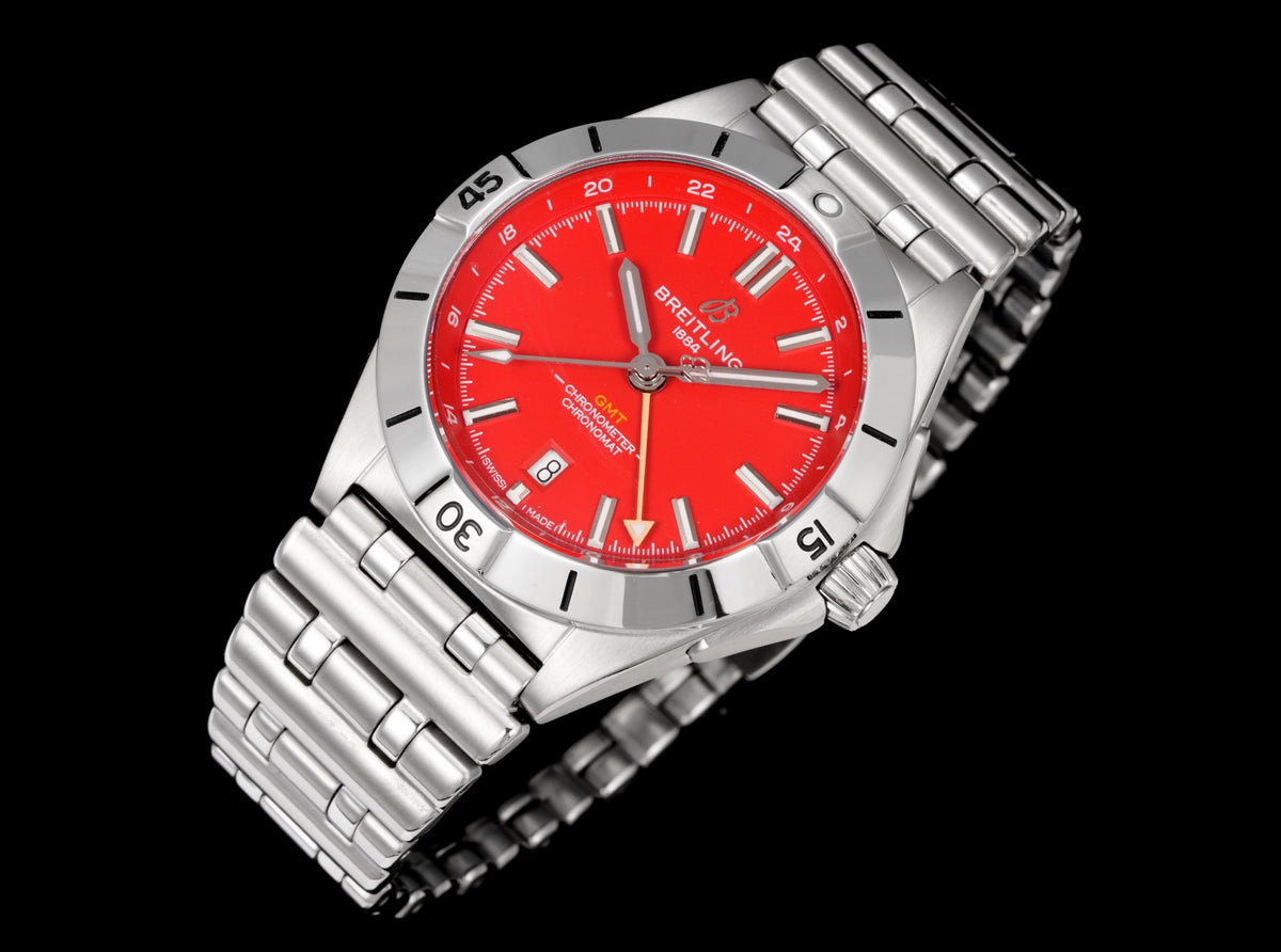 Breitling Chronomat GMT 40mm Automatic Steel Watch Multi‑Color Dial Bullet Bracelet