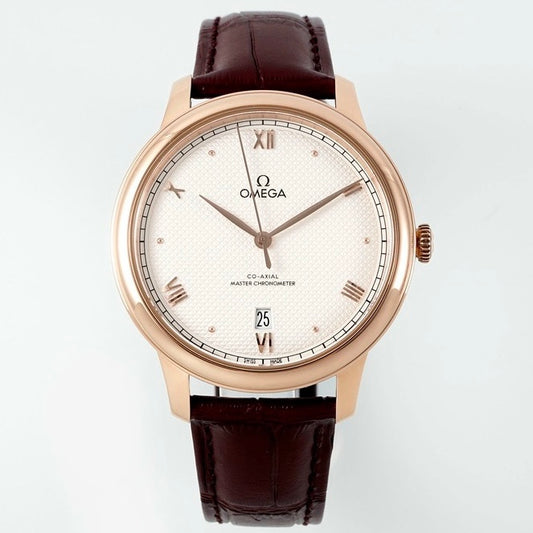Omega De Ville Power‑Reserve Automatic Mechanical Watch, Genuine Calfskin Leather Strap