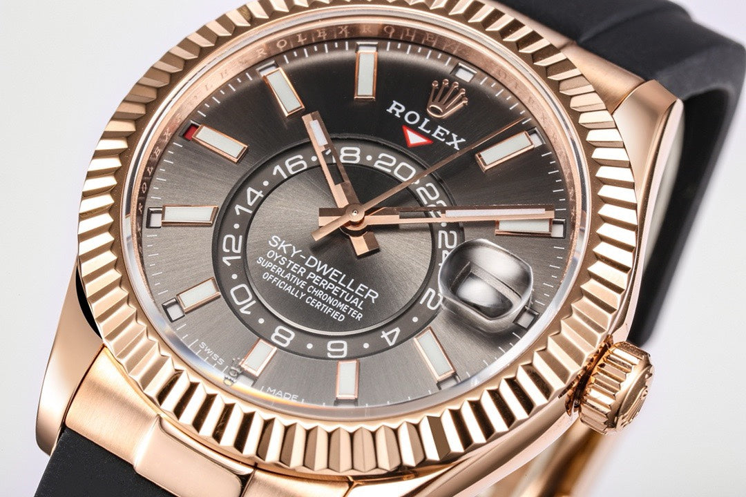 Rolex Sky‑Dweller Watch 42mm 904L Steel 9002 Automatic Movement Ring Command Bezel