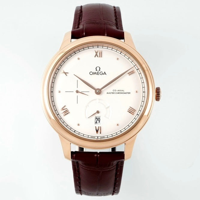 Omega De Ville Power‑Reserve Automatic Mechanical Watch, Genuine Calfskin Leather Strap