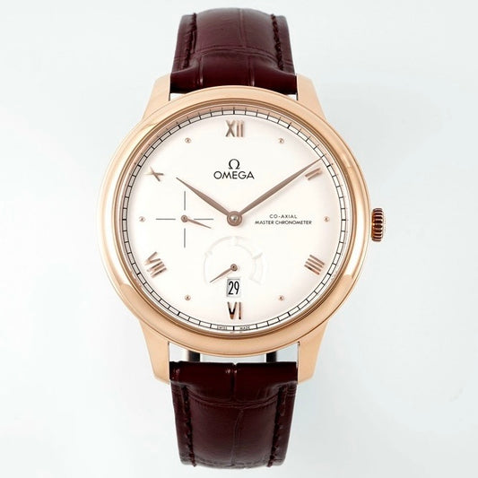 Omega De Ville Power‑Reserve Automatic Mechanical Watch, Genuine Calfskin Leather Strap