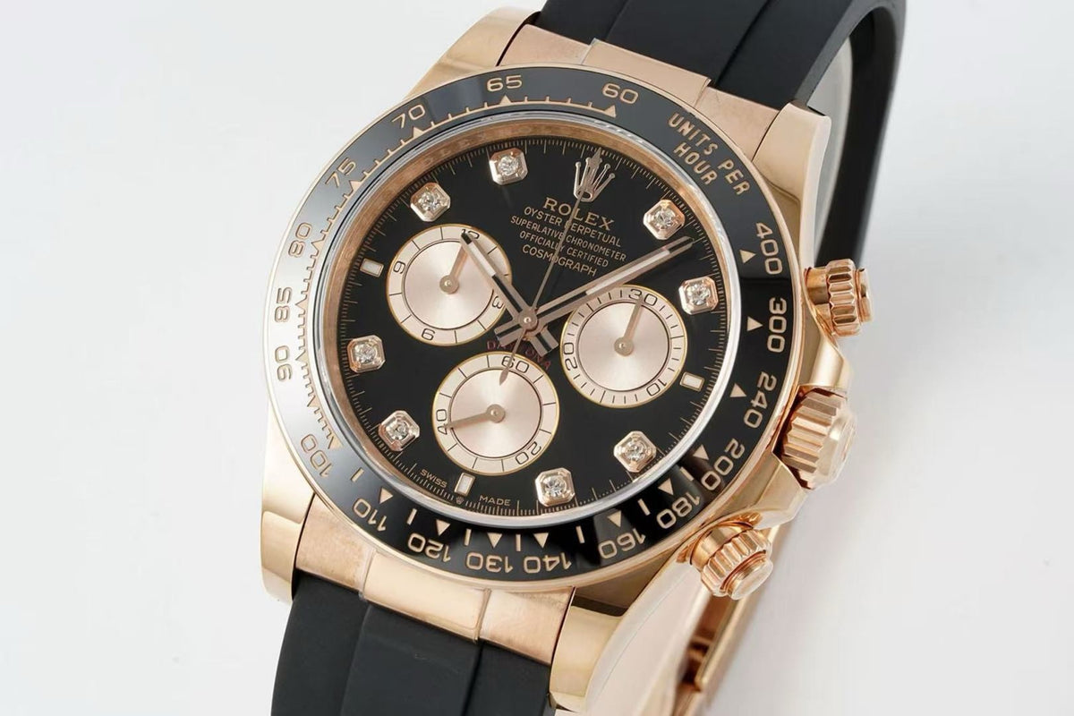 Rolex Cosmograph Daytona 18K Gold Plated Automatic Chronograph Watch Rubber Strap