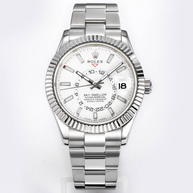 Rolex Sky‑Dweller Watch 42mm 904L Steel 9002 Automatic Movement Ring Command Bezel