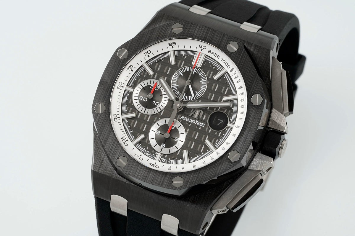 Audemars Piguet Ceramic Chronograph 44mm Sports Watch Rubber Strap